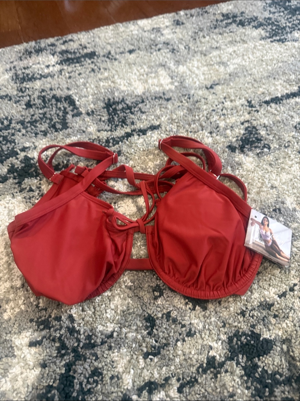 NWT Red Strappy Underwire Swim Top - Women Swim